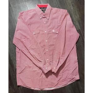 Wrangler George Strait Men’s Large Red Geometric Button Front Long Sleeve Shirt